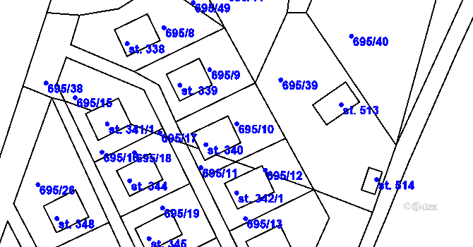 Parcela st. 695/10 v KÚ Dobronice u Bechyně, Katastrální mapa