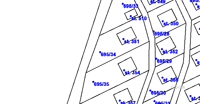 Parcela st. 695/34 v KÚ Dobronice u Bechyně, Katastrální mapa