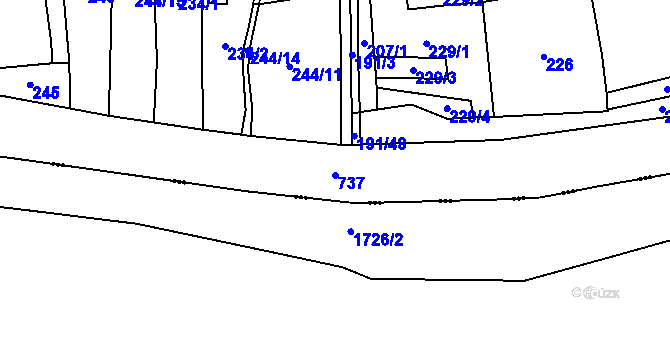 Parcela st. 737 v KÚ Dobronice u Bechyně, Katastrální mapa