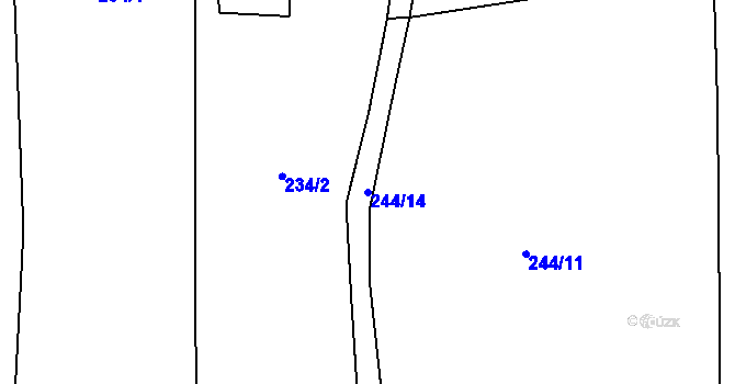 Parcela st. 244/14 v KÚ Dobronice u Bechyně, Katastrální mapa