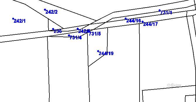 Parcela st. 244/19 v KÚ Dobronice u Bechyně, Katastrální mapa