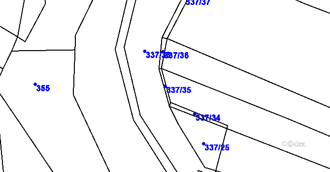 Parcela st. 337/35 v KÚ Dobronice u Bechyně, Katastrální mapa
