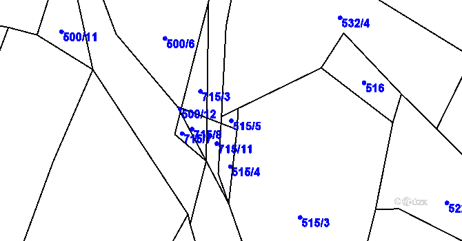 Parcela st. 515/5 v KÚ Dobronice u Bechyně, Katastrální mapa