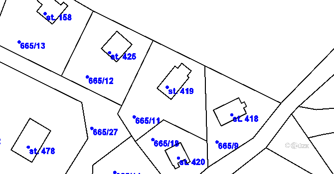 Parcela st. 419 v KÚ Dobronice u Bechyně, Katastrální mapa