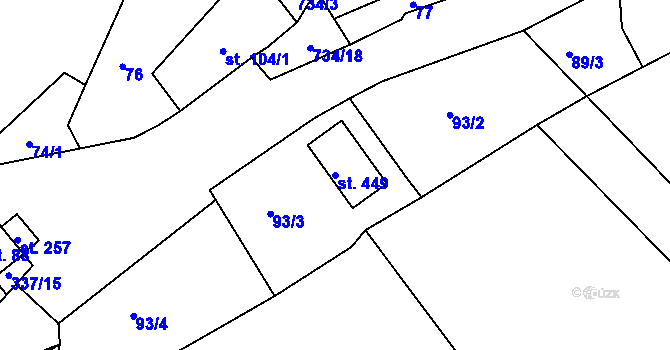 Parcela st. 449 v KÚ Dobronice u Bechyně, Katastrální mapa