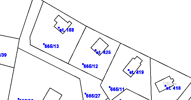 Parcela st. 425 v KÚ Dobronice u Bechyně, Katastrální mapa