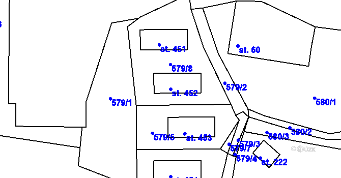 Parcela st. 452 v KÚ Dobronice u Bechyně, Katastrální mapa