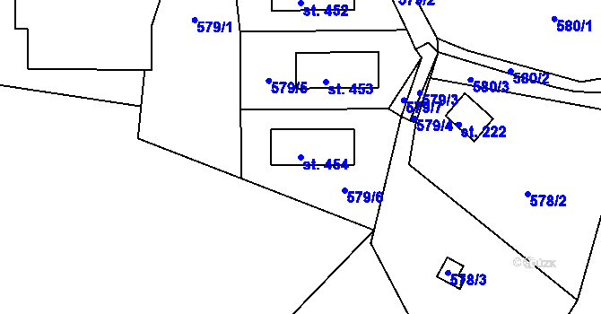 Parcela st. 454 v KÚ Dobronice u Bechyně, Katastrální mapa