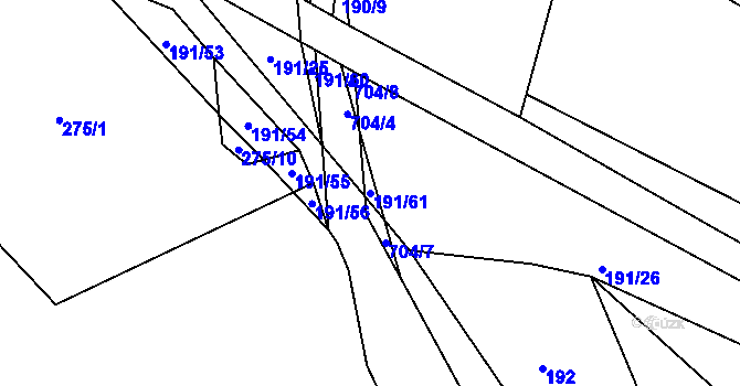 Parcela st. 191/61 v KÚ Dobronice u Bechyně, Katastrální mapa