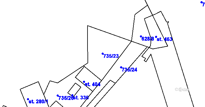 Parcela st. 735/23 v KÚ Dobronice u Bechyně, Katastrální mapa