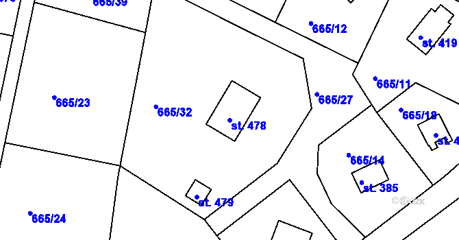 Parcela st. 478 v KÚ Dobronice u Bechyně, Katastrální mapa