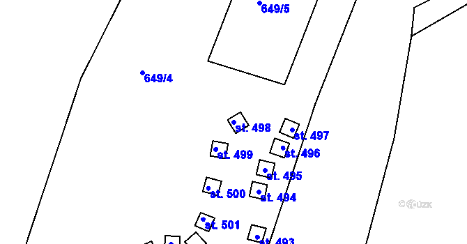 Parcela st. 498 v KÚ Dobronice u Bechyně, Katastrální mapa