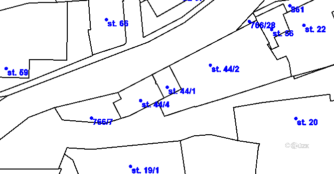 Parcela st. 44/1 v KÚ Dobronice u Chýnova, Katastrální mapa
