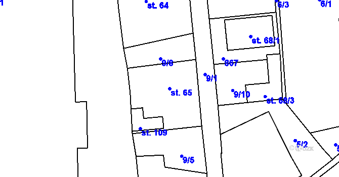 Parcela st. 65 v KÚ Dobronice u Chýnova, Katastrální mapa