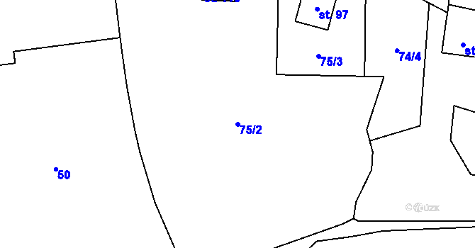 Parcela st. 75/2 v KÚ Dobronice u Chýnova, Katastrální mapa