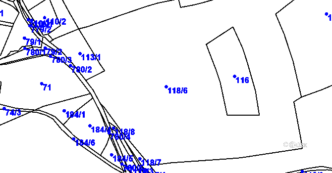 Parcela st. 118/6 v KÚ Dobronice u Chýnova, Katastrální mapa