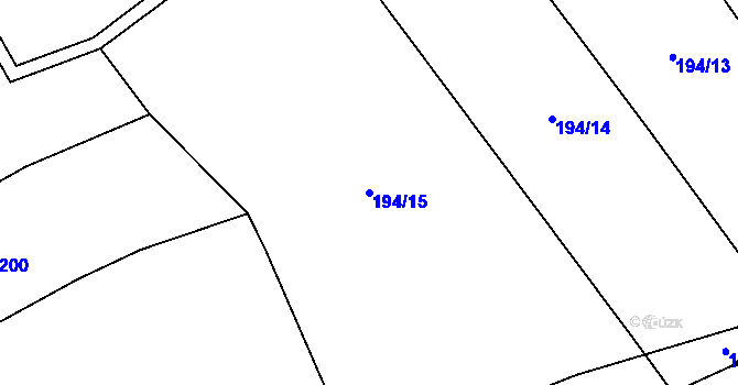 Parcela st. 194/15 v KÚ Dobronice u Chýnova, Katastrální mapa