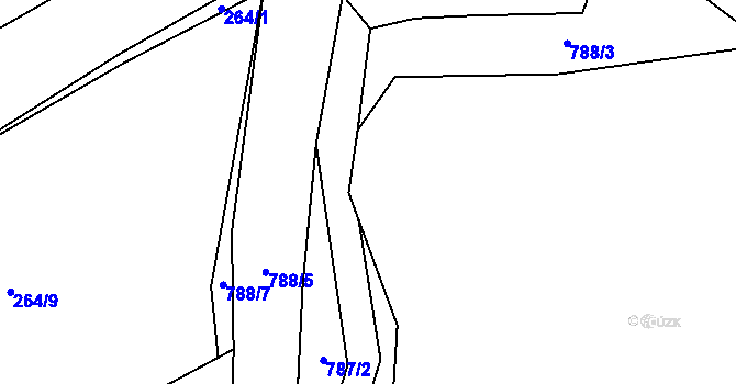 Parcela st. 264/3 v KÚ Dobronice u Chýnova, Katastrální mapa