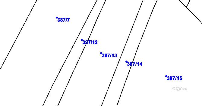 Parcela st. 387/13 v KÚ Dobronice u Chýnova, Katastrální mapa