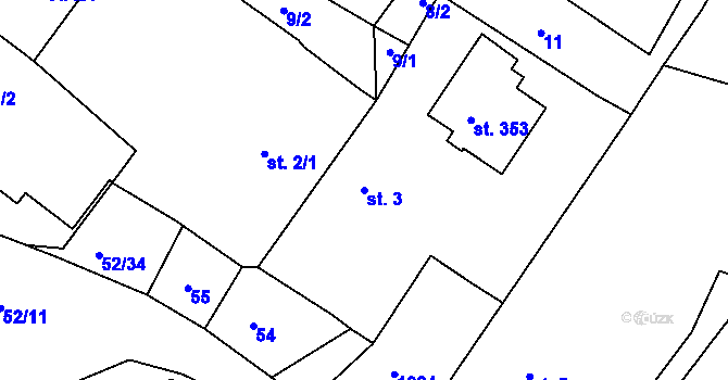 Parcela st. 3 v KÚ Dobronín, Katastrální mapa