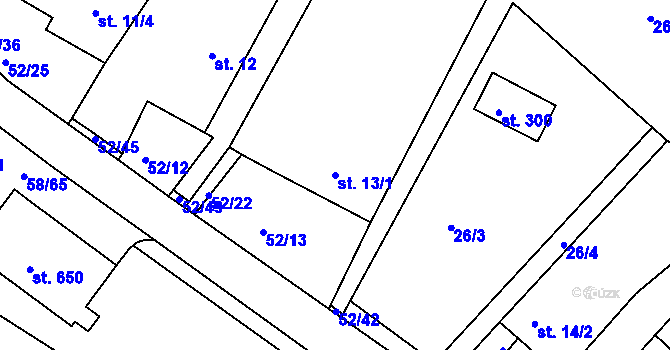 Parcela st. 13/1 v KÚ Dobronín, Katastrální mapa
