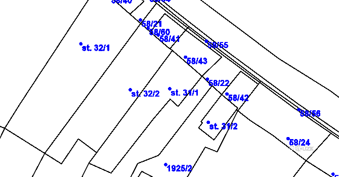 Parcela st. 31/1 v KÚ Dobronín, Katastrální mapa