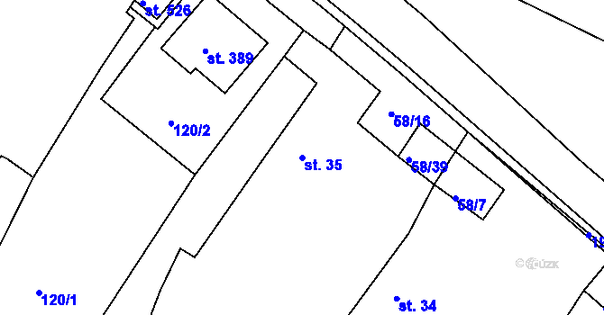 Parcela st. 35 v KÚ Dobronín, Katastrální mapa