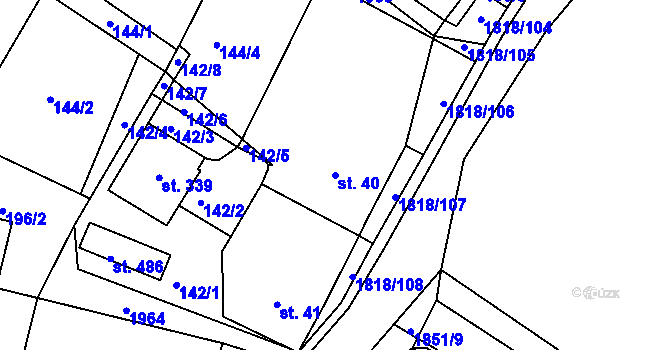 Parcela st. 40 v KÚ Dobronín, Katastrální mapa