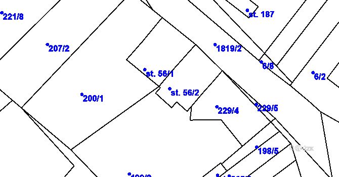 Parcela st. 56/2 v KÚ Dobronín, Katastrální mapa