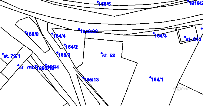 Parcela st. 58 v KÚ Dobronín, Katastrální mapa