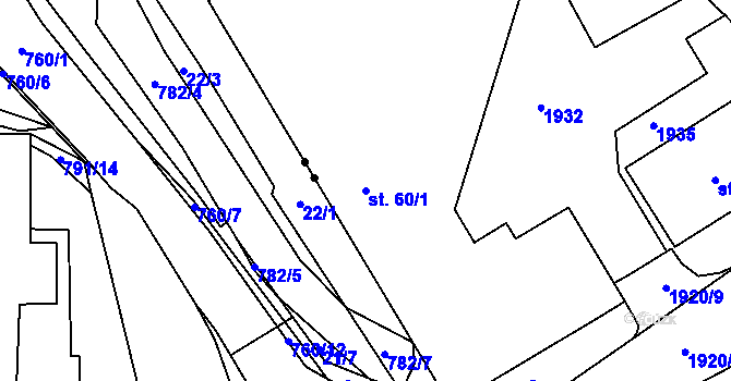 Parcela st. 60/1 v KÚ Dobronín, Katastrální mapa
