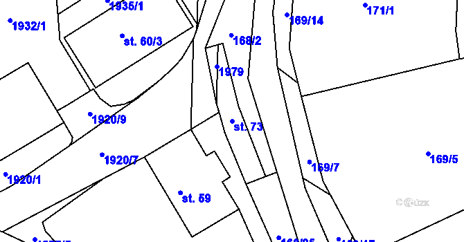 Parcela st. 73 v KÚ Dobronín, Katastrální mapa