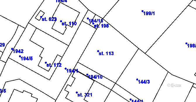 Parcela st. 113 v KÚ Dobronín, Katastrální mapa