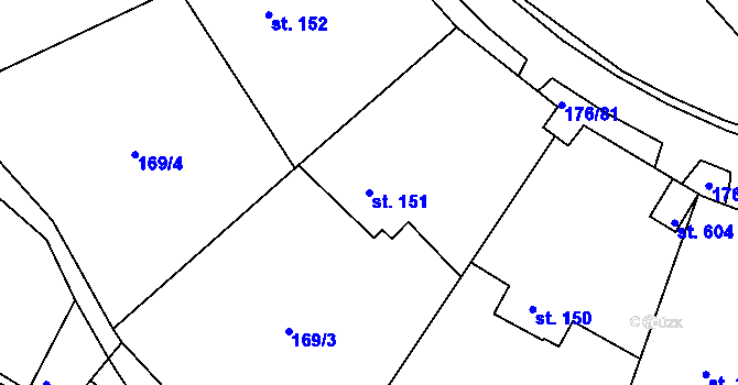 Parcela st. 151 v KÚ Dobronín, Katastrální mapa