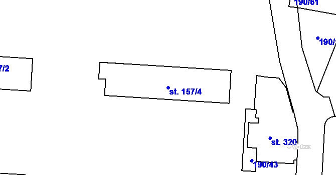 Parcela st. 157/4 v KÚ Dobronín, Katastrální mapa