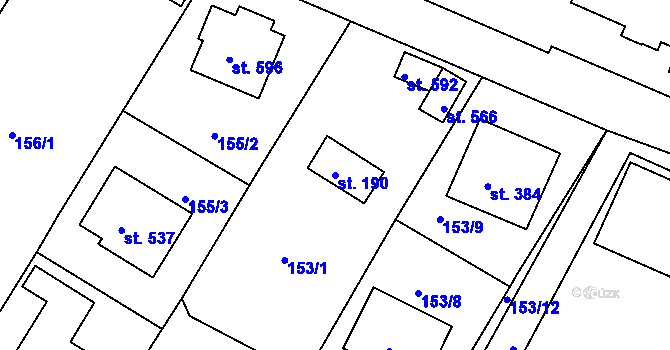 Parcela st. 190 v KÚ Dobronín, Katastrální mapa