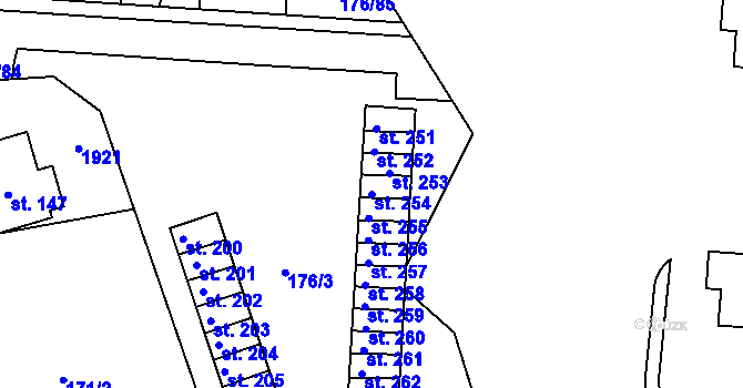 Parcela st. 254 v KÚ Dobronín, Katastrální mapa