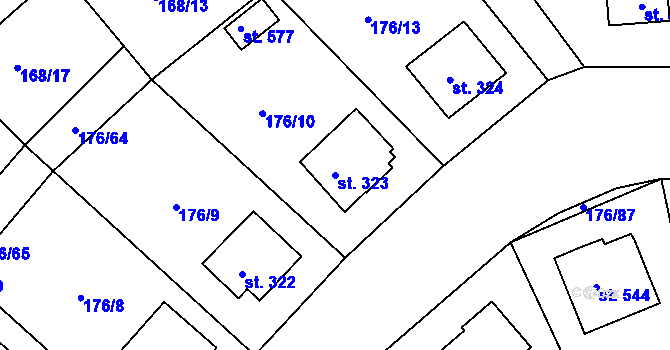 Parcela st. 323 v KÚ Dobronín, Katastrální mapa