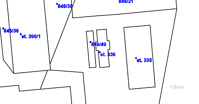 Parcela st. 336 v KÚ Dobronín, Katastrální mapa