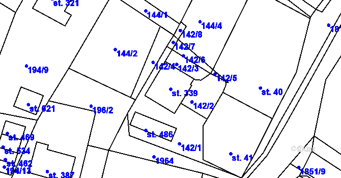 Parcela st. 339 v KÚ Dobronín, Katastrální mapa
