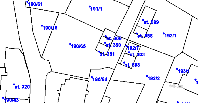 Parcela st. 351 v KÚ Dobronín, Katastrální mapa