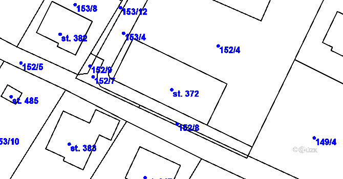 Parcela st. 372 v KÚ Dobronín, Katastrální mapa