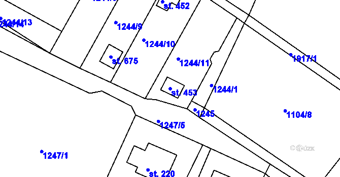 Parcela st. 453 v KÚ Dobronín, Katastrální mapa