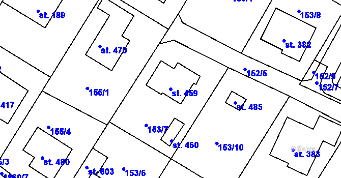 Parcela st. 459 v KÚ Dobronín, Katastrální mapa