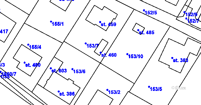 Parcela st. 460 v KÚ Dobronín, Katastrální mapa