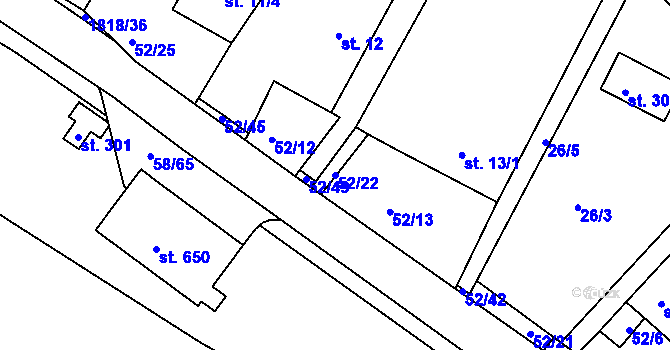 Parcela st. 52/22 v KÚ Dobronín, Katastrální mapa
