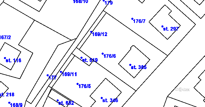 Parcela st. 176/6 v KÚ Dobronín, Katastrální mapa