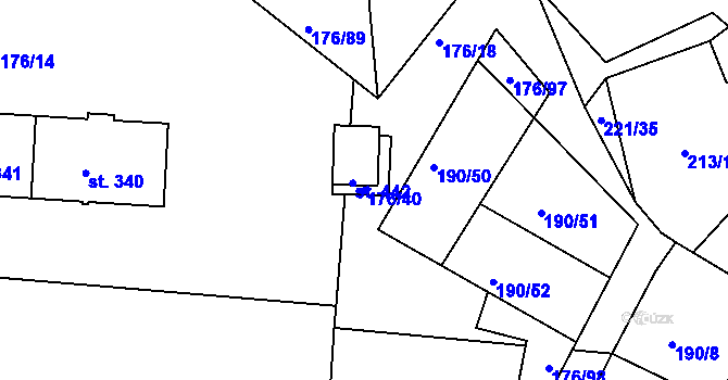 Parcela st. 176/40 v KÚ Dobronín, Katastrální mapa