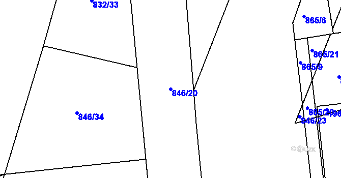 Parcela st. 846/20 v KÚ Dobronín, Katastrální mapa