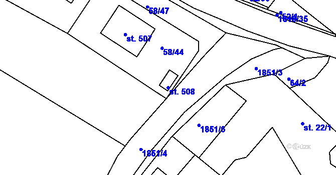 Parcela st. 508 v KÚ Dobronín, Katastrální mapa